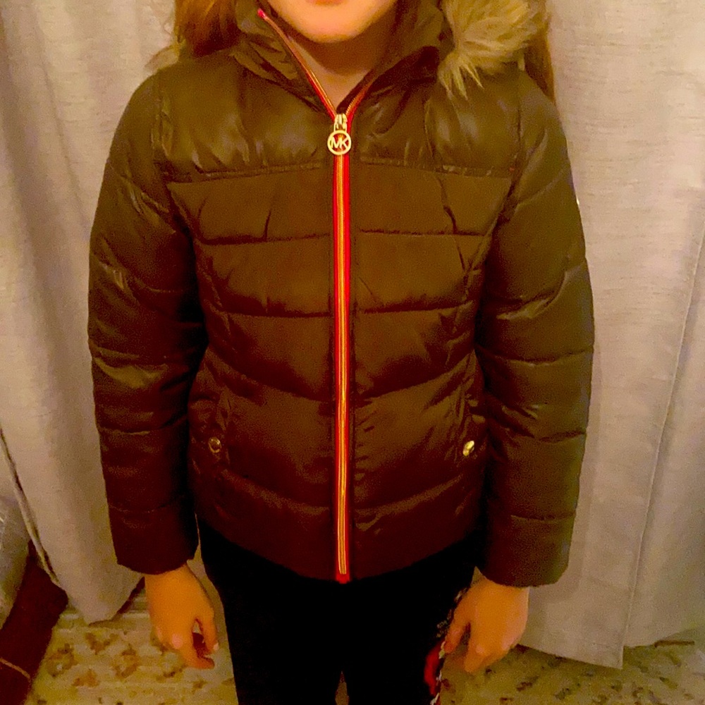 Michael Kors dark olive green with for a hoodie winter coat